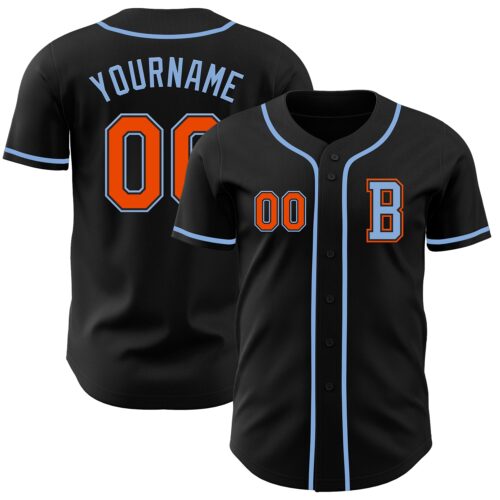 Black2756_db4b286d-9ab7-4f3f-acf9-0be9cfd4cd2a Custom Black Orange-Light Blue Authentic Baseball Jersey