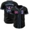 Custom Black Pink-Light Blue Authentic Baseball Jersey