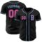 Custom Black Pink-Light Blue Authentic Baseball Jersey
