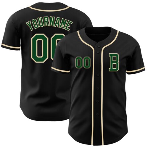 Black2761_36656d97-61e3-4f23-b967-ffb022b1bab7 Custom Black Green-Cream Authentic Baseball Jersey