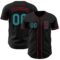 Custom Black Teal-Crimson Authentic Baseball Jersey