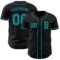 Custom Black Teal Authentic Baseball Jersey