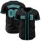 Custom Black Teal-White Authentic Baseball Jersey