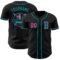 Custom Black Pink-Teal Authentic Baseball Jersey