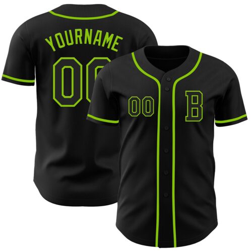 Black2781_85f0a84f-8db6-4e13-99a0-144a3f88f338 Custom Black Neon Green Authentic Baseball Jersey