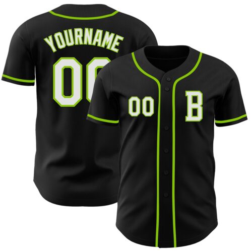 Black2784_631d798d-8697-41eb-bc50-cce2307e4c53 Custom Black White-Neon Green Authentic Baseball Jersey