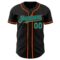 Custom Black Aqua-Orange Authentic Baseball Jersey