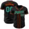 Custom Black Aqua-Orange Authentic Baseball Jersey