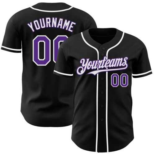 Black2879 Custom Black Purple-White Authentic Baseball Jersey