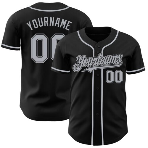 Black2885 Custom Black Gray Authentic Baseball Jersey