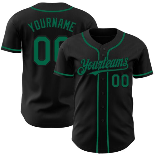 Black2887 Custom Black Kelly Green Authentic Baseball Jersey