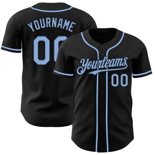Black2888 Custom Black Light Blue Authentic Baseball Jersey