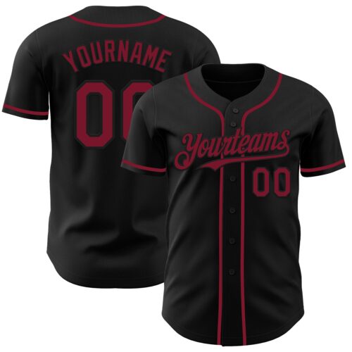 Black2889 Custom Black Crimson Authentic Baseball Jersey
