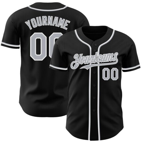 Black2892 Custom Black Gray-White Authentic Baseball Jersey