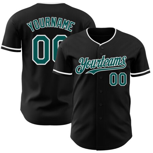 Black2984 Custom Black Midnight Green-White Authentic Baseball Jersey