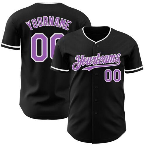 Black2985 Custom Black Medium Purple-White Authentic Baseball Jersey