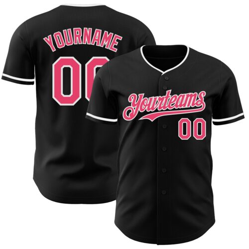 Black2986 Custom Black Neon Pink-White Authentic Baseball Jersey