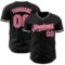 Custom Black Neon Pink-White Authentic Baseball Jersey