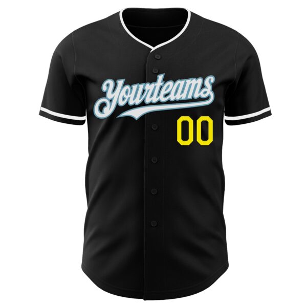 Custom Black Light Yellow Shadow Blue-White Authentic Baseball Jersey