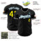 Custom Black Light Yellow Shadow Blue-White Authentic Baseball Jersey
