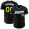 Custom Black Light Yellow Shadow Blue-White Authentic Baseball Jersey