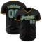 Custom Black Electric Blue-Yellow Authentic Baseball Jersey