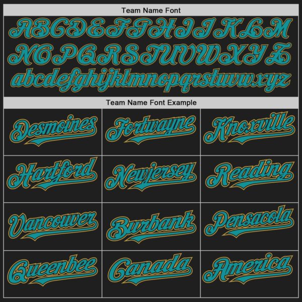 Custom Black Teal-Old Gold Authentic Baseball Jersey