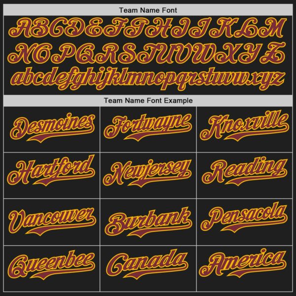 Custom Black Burgundy-Gold Authentic Baseball Jersey