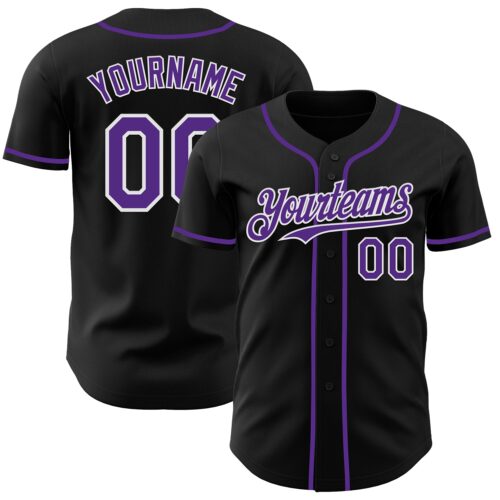 Black3010 Custom Black Purple-White Authentic Baseball Jersey