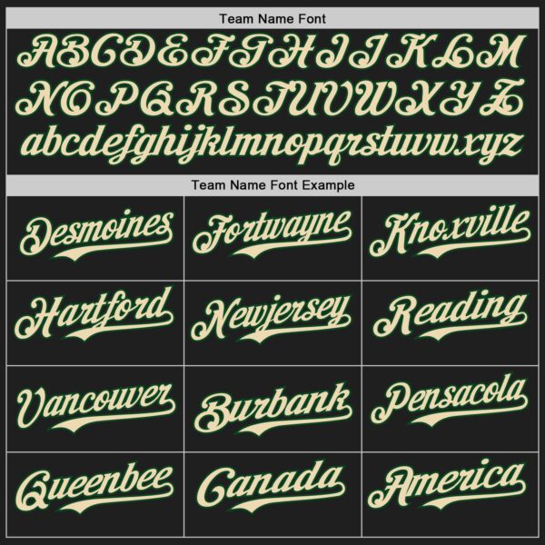 Custom Black Cream-Green Authentic Baseball Jersey