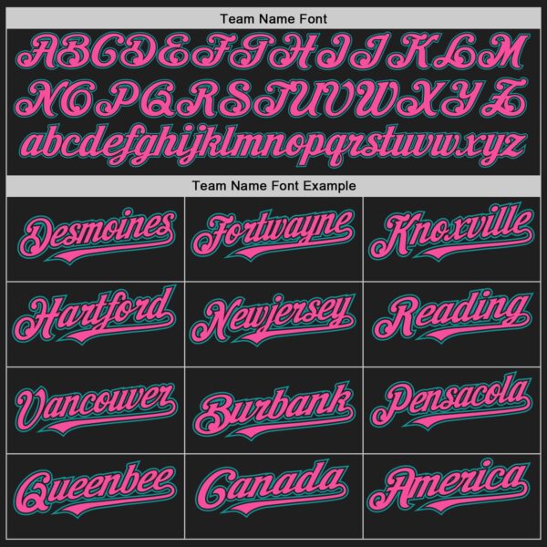 Custom Black Teal-Pink Authentic Baseball Jersey