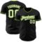 Custom Black White-Neon Green Authentic Baseball Jersey