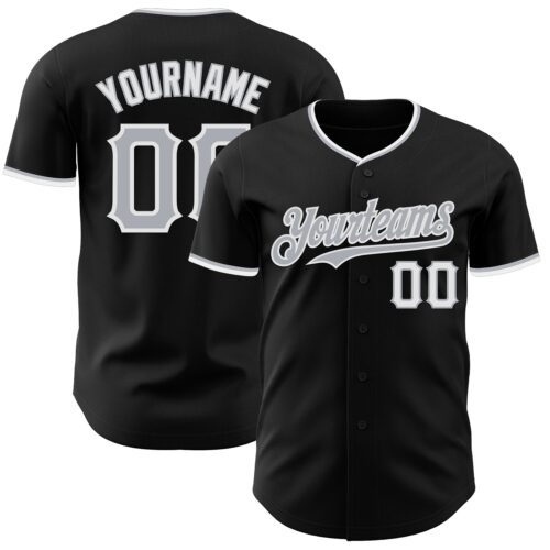 Black3034 Custom Black Gray-White Authentic Baseball Jersey