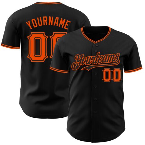 Black3040 Custom Black Orange Authentic Baseball Jersey