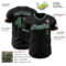 Custom Black Green-White Authentic Baseball Jersey