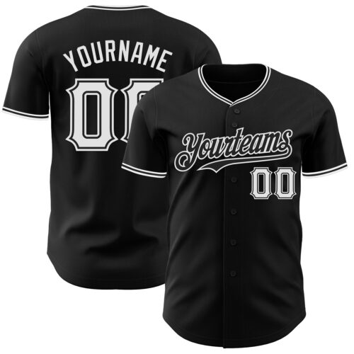 Black3043 Custom Black White Authentic Baseball Jersey