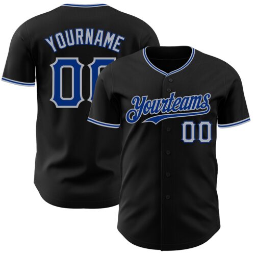 Black3046 Custom Black Royal-Gray Authentic Baseball Jersey