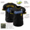 Custom Black Royal Yellow-White Authentic Baseball Jersey