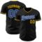 Custom Black Royal Yellow-White Authentic Baseball Jersey