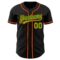 Custom Black Neon Green-Orange Authentic Baseball Jersey