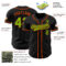 Custom Black Neon Green-Orange Authentic Baseball Jersey