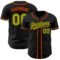 Custom Black Neon Green-Orange Authentic Baseball Jersey