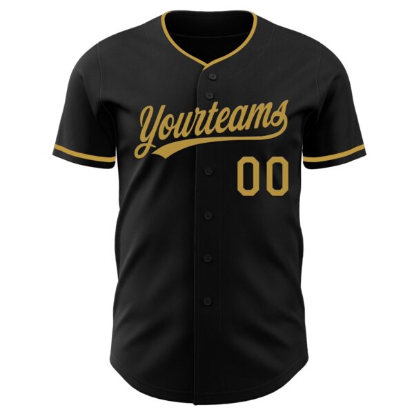Custom Black Old Gold Authentic Baseball Jersey