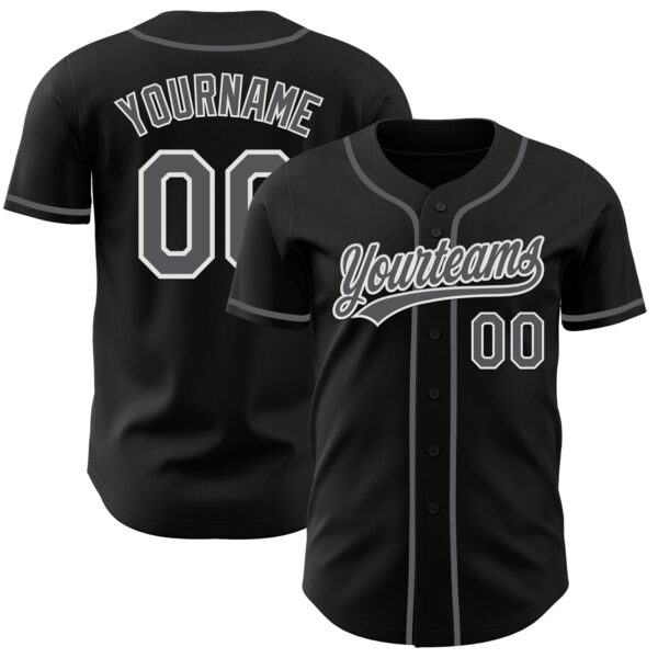 Custom Black Steel Gray-White Authentic Baseball Jersey