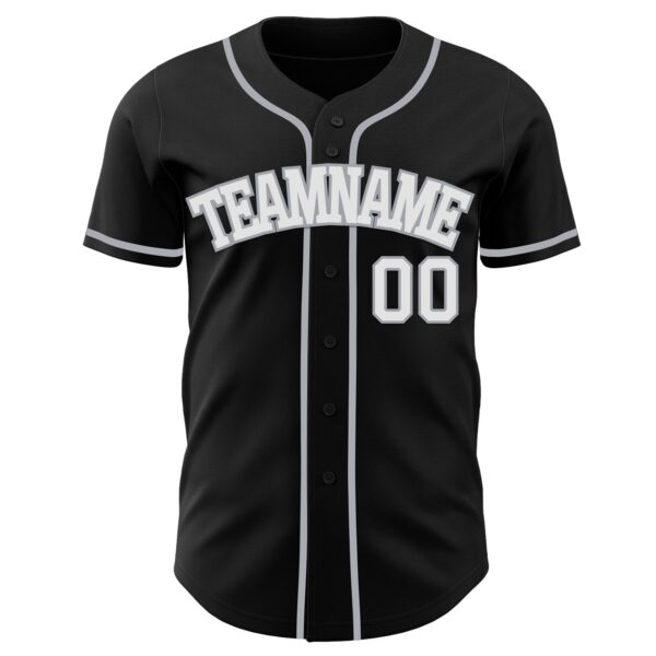 Custom Black White-Gray Authentic Baseball Jersey