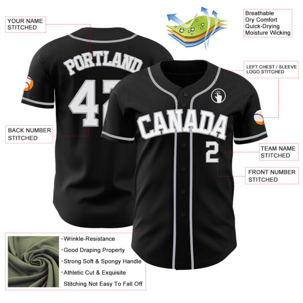 Custom Black White-Gray Authentic Baseball Jersey