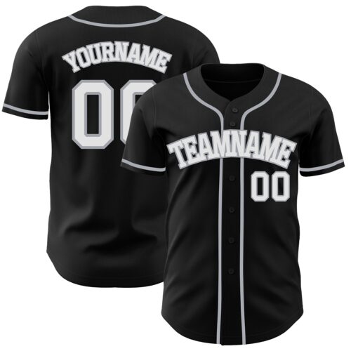 Custom Black White-Gray Authentic Baseball Jersey