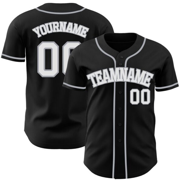 Custom Black White-Gray Authentic Baseball Jersey