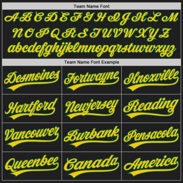 Custom Black Yellow-Kelly Green Authentic Baseball Jersey