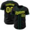 Custom Black Yellow-Kelly Green Authentic Baseball Jersey